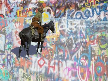 Classic Graffiti Man And Horse Landscape - Limited Edition of 1 thumb