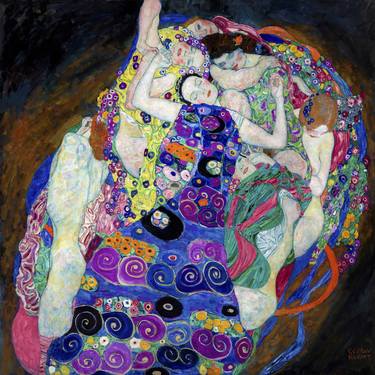 Gustav Klimt Tribute Semi-Abstract Hand Painted Litho Reproduction 1 - Limited Edition of 1 thumb