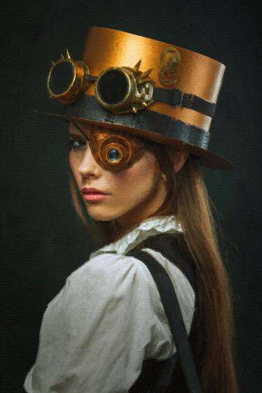 Portrait of a beautiful steampunk woman - Limited Edition of 1 thumb