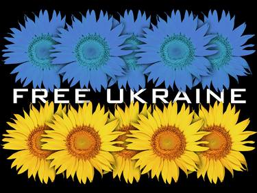 Support Ukraine With Ukrainian Flag Free Ukraine Sunflowers - Limited Edition of 1 thumb
