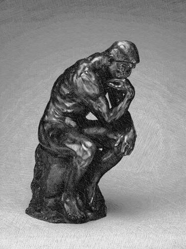 Rodin Thinker Drawing - Limited Edition of 1 thumb
