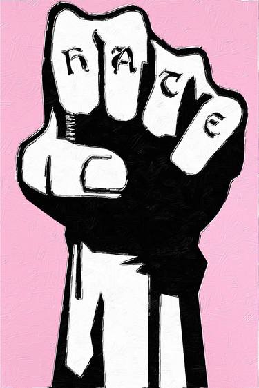 Love Hate Fist Salute Pink Rose - Limited Edition of 1 thumb