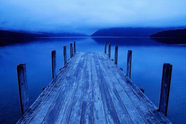 Blue Dock Sunset Sunrise Water Sky Landscape 3 - Limited Edition of 1 thumb