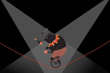 Circus bear background, cute animal design - Limited Edition of 1 thumb