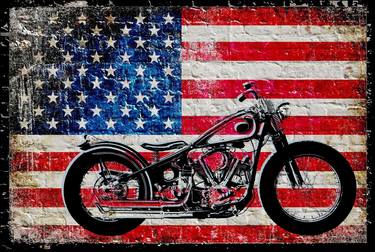 American Flag And Motorcycle thumb