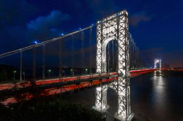 New York City George Washington Bridge Blue Graffiti Night thumb