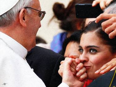 Pope Francis And Woman Painting thumb