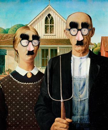 Funny Humor Groucho Glasses American Gothic thumb