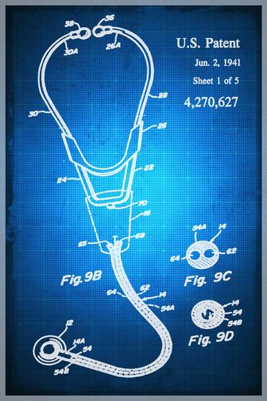 Doctor Stethoscope 2 Patent Blueprint Drawing thumb