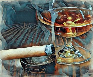 Cigar And Cordial Painting Blue thumb