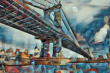 New York City Manhattan Bridge Gold 3 Painting thumb