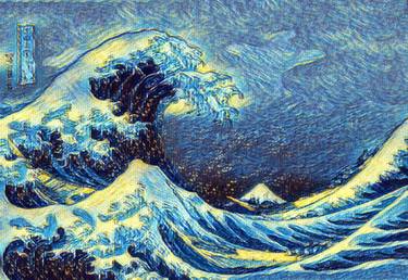 Rubino Great Wave Japanese Pop Art Van Gogh thumb