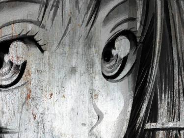 Metallic Anime Girl Eyes 2 Black And White thumb