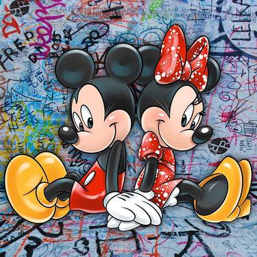 Mickey And Minnie Mouse Pop Art Graffiti Love thumb