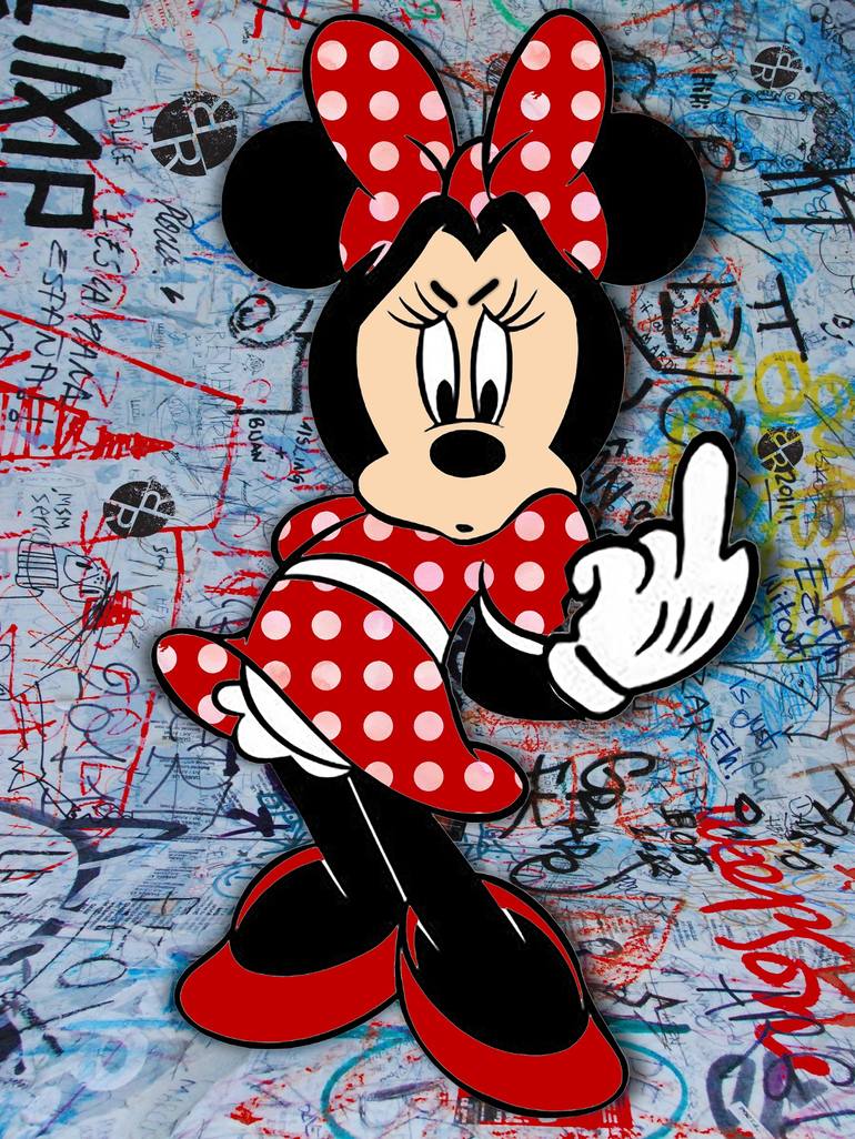 Minnie Mouse Finger Pop Art Graffiti 1 Mixed Media by Tony Rubino | Saatchi  Art