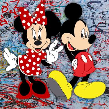 Mickey And Minnie Mouse Pop Art Graffiti Love Happy thumb