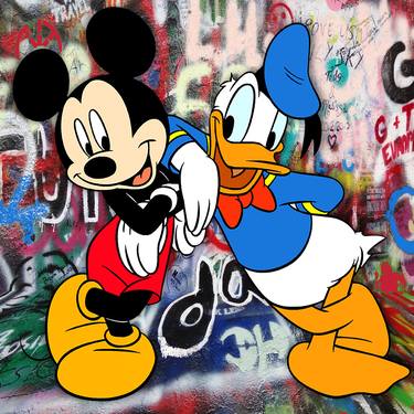 Mickey And Minnie Mouse Pop Art Graffiti, Painting by Tony Rubino