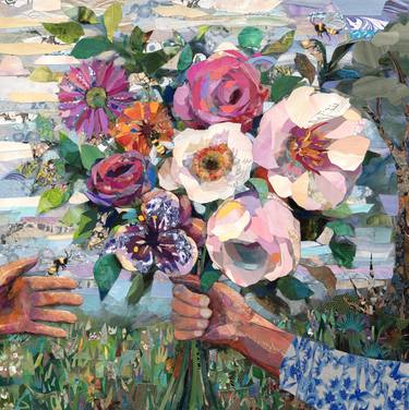 Print of Expressionism Floral Collage by Phyllis Gorsen