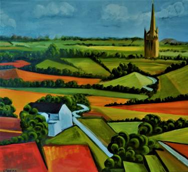 Print of Cubism Landscape Paintings by Helen Dunning