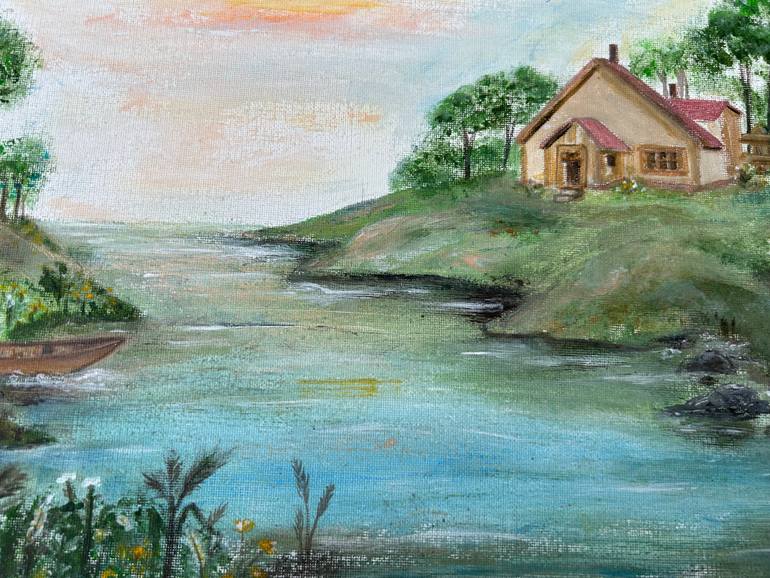 Original Art Deco Landscape Painting by Rakshart World 