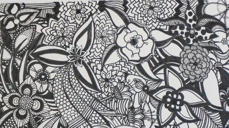 Original Abstract Floral Drawing by Clarissa Keener