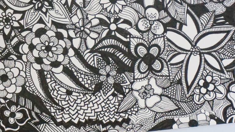 Original Abstract Floral Drawing by Clarissa Keener