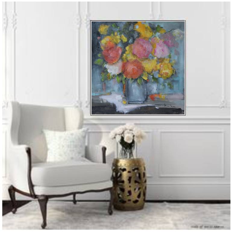 Original Abstract Expressionism Floral Painting by Buba Glodjovic