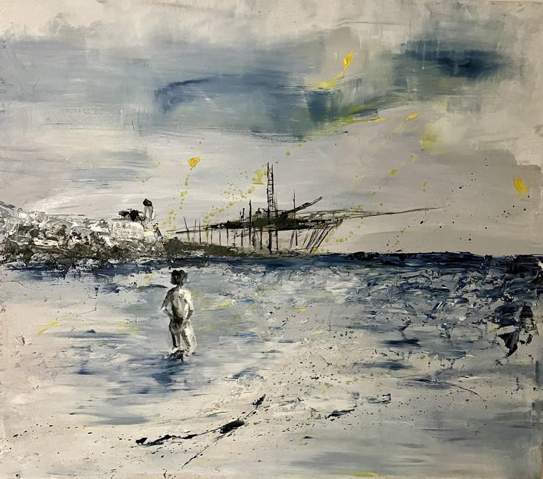 Original Modern Beach Painting by Tamara Pierbattisti