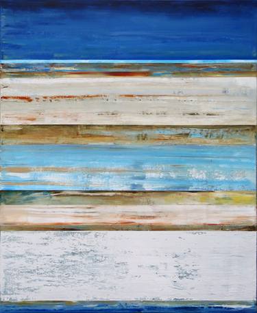 Grey Blue Abstract Painting, Blue Horizon, Sea Abstract thumb