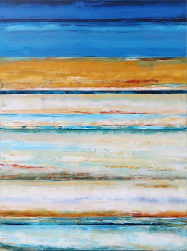 Seascape on a sunny summer day. Beige Blue Abstract thumb