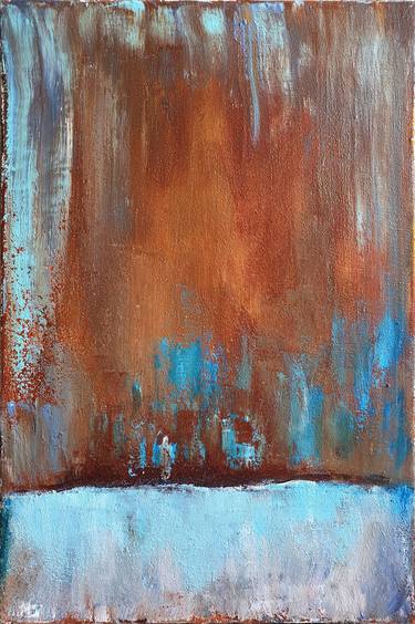 Brown Blue Abstract Painting, Kiss the ground, Rumi thumb