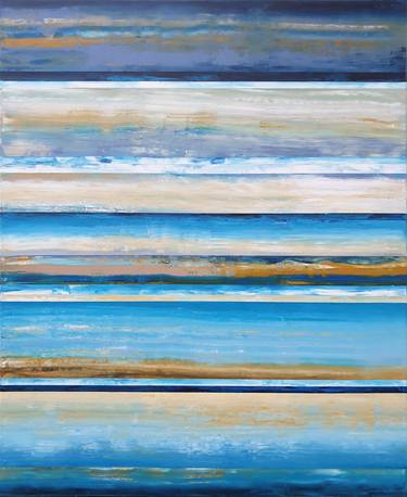 Blue Beige Abstract Painting, Day of the Beach, Sea Abstract thumb