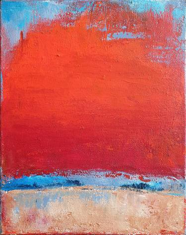 Red Beige Abstract Painting, Gamble everything of love, Rumi thumb