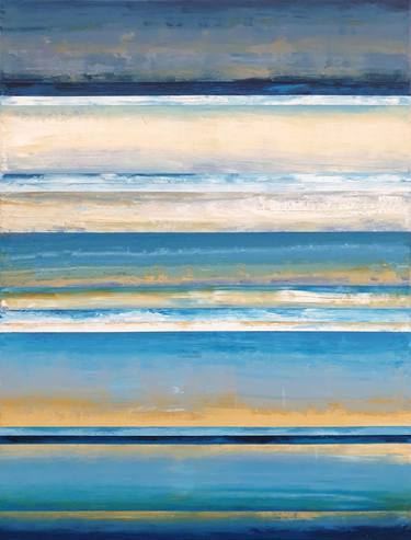 Sea Abstract Painting, Spirit of the Ocean, Blue Beige Abstract thumb