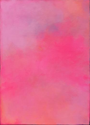 Peach Abstract Painting, Peach Sunrise, Neon Pink Abstract thumb