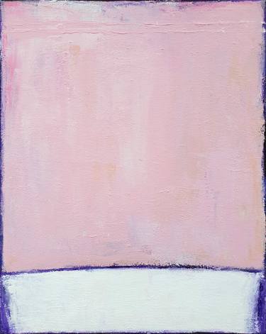 Pink Peach Abstract Painting, Satisfied with Reality, Blush Pink thumb