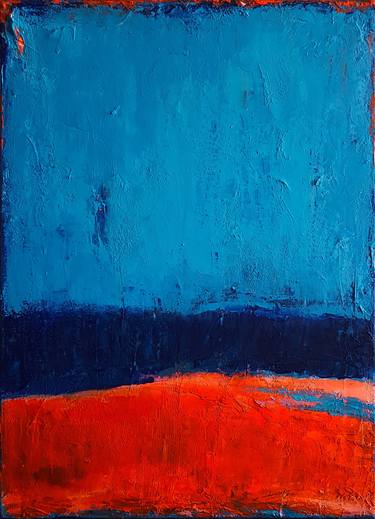 Neon Red Blue Abstract Painting, Love is the Water of Life Rumi thumb