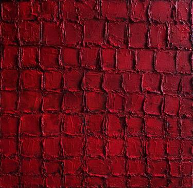 Deep Red Abstract Painting, Big Red Books, Mystical Rumi Poems thumb