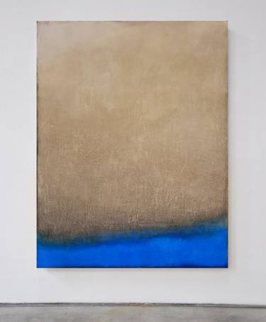 Blue Beige Abstract Painting, The River of time, Minimalism thumb