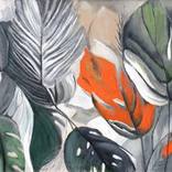 Grey Green Abstract Painting, A long walk in an Exotic Forest by Leon Grossmann