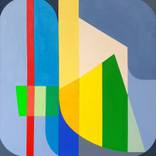 Blue Grey Abstract Painting, City by the sea by Leon Grossmann