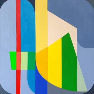 Blue Grey Abstract Painting, City by the sea