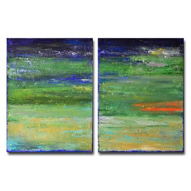 Green Abstract Painting. Diptych. Jardin Majorelle Garden thumb