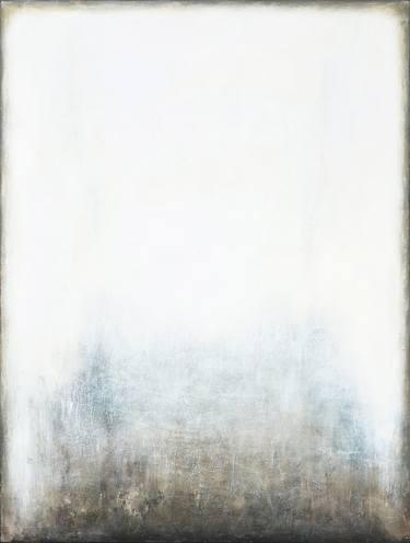 White Grey Abstract Painting. Meditative. Landscape Abstract thumb