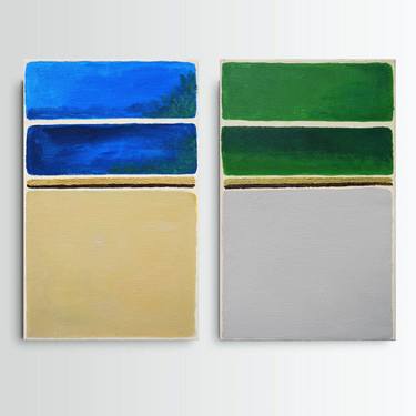 Homage to Rothko. Azure Ocean and Forest Song. Diptych Abstract thumb
