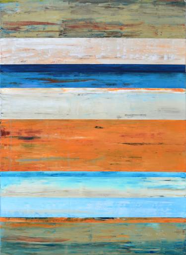 Peach Blue Abstract Painting. Day of the Beach thumb