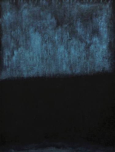 Homage to Soulages. Blue Black Abstract Painting. Mystical Space thumb