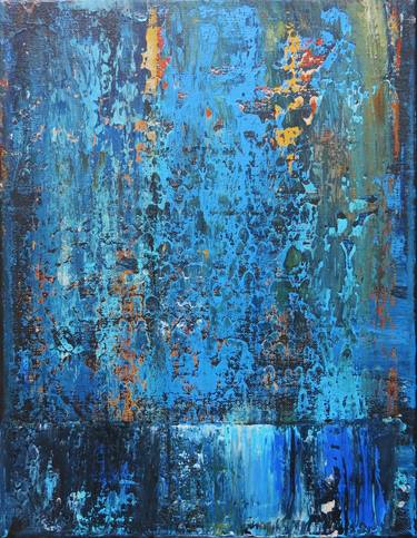 Abstract Painting. Mirror Lake. Reflection. Blue thumb