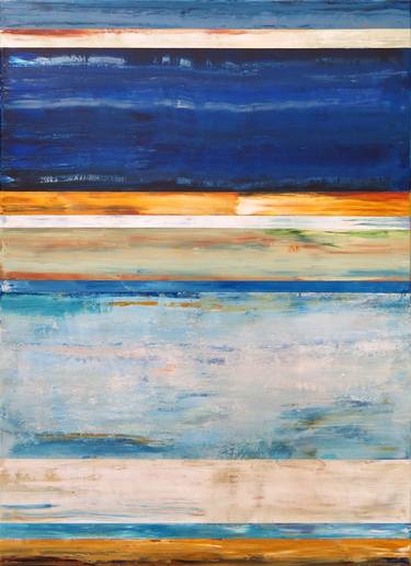 Yellow Blue Abstract Painting, All day on the beach thumb