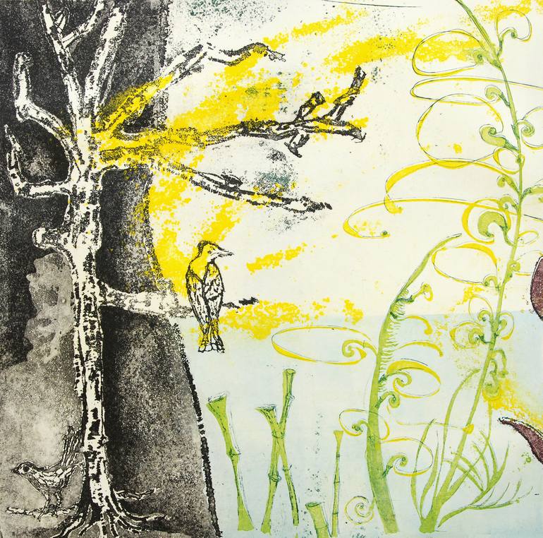 Original Figurative Floral Printmaking by Veronique Driedonks